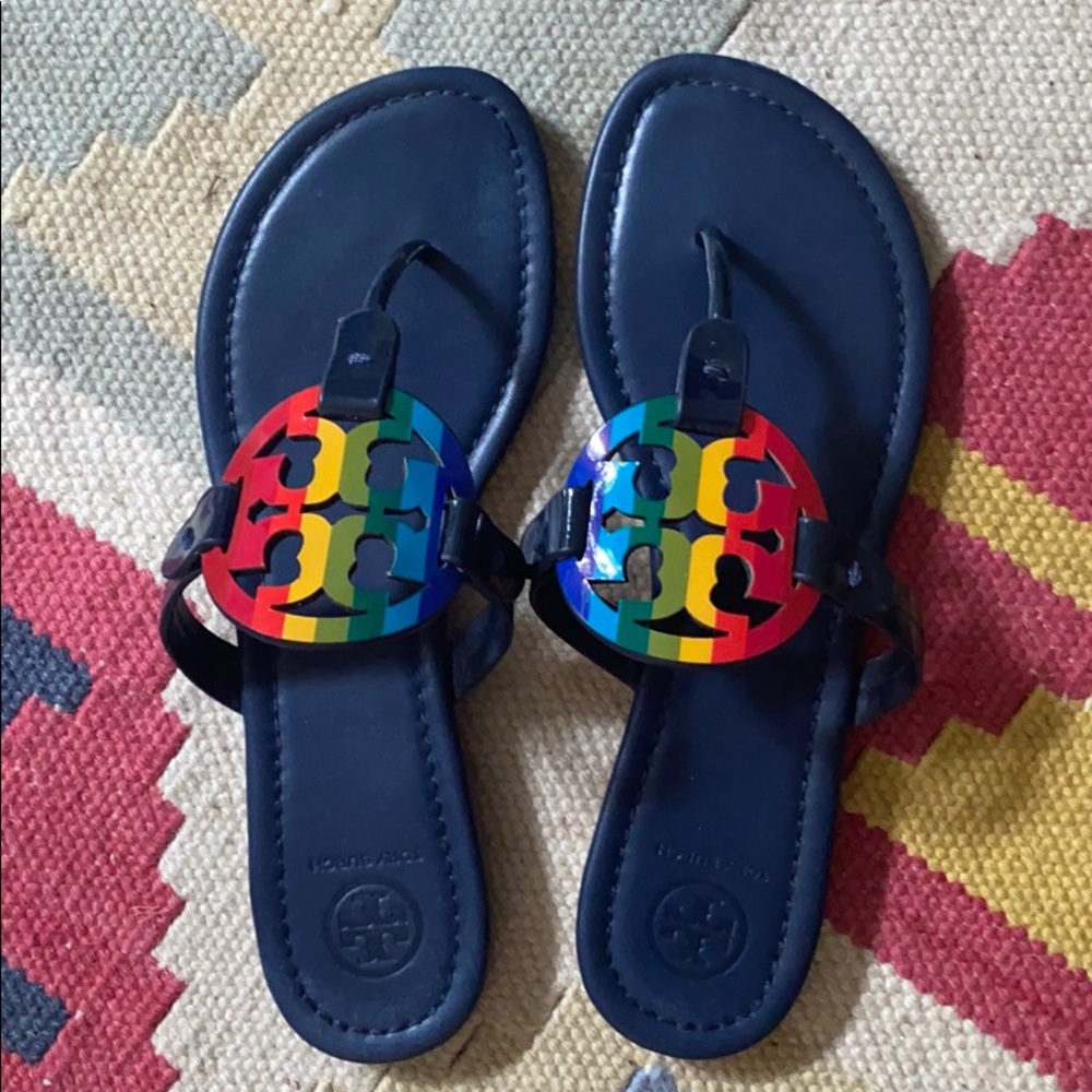 Tory Burch Blue Rainbow Miller Flip Flats